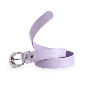 Purple leather belt on white background. isolated with clipping path