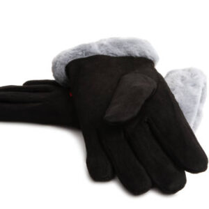 Black female gloves isolated on white background