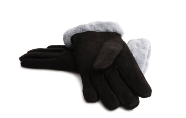 Black female gloves isolated on white background