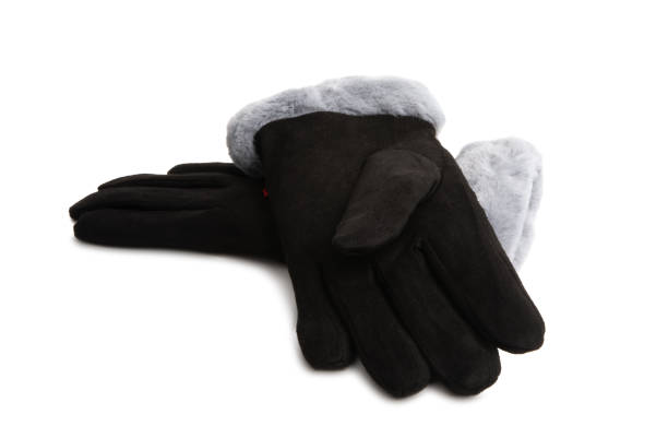 Black female gloves isolated on white background