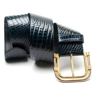 Lacquered with belt buckle on a light yellow background