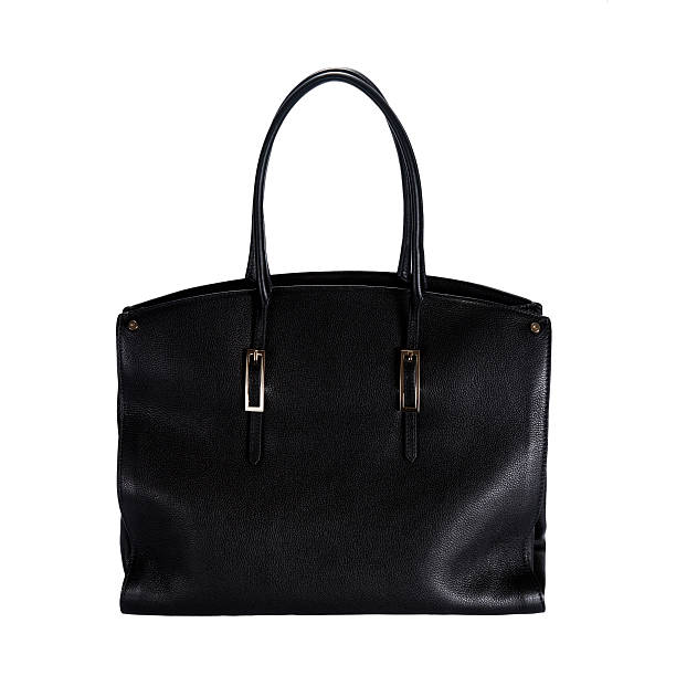 Woman's handbag black color, isolated over white